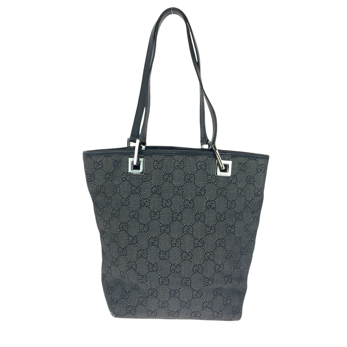 14724
GUCCI グッチ ブラック 黒 シルバー金具 GGキャンバス 31244 トートバッグ ハンドバッグ  レディース