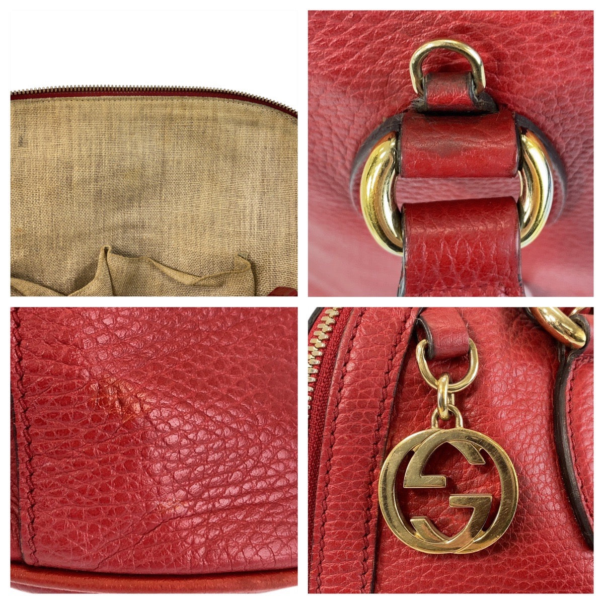 14725
GUCCI グッチ インターロッキング レッド ゴールド金具 レザー 449662 ハンドバッグ ショルダーバッグ 2way  レディース AB32