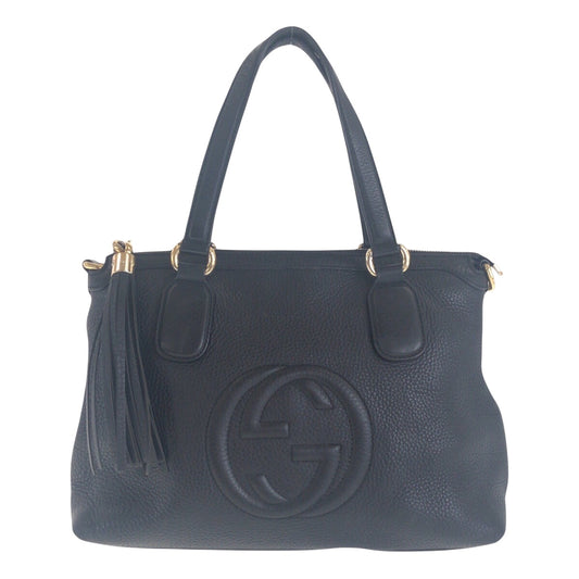14726
GUCCI グッチ ソーホー フリンジ ブラック 黒 ゴールド金具 レザー 308386 トートバッグ ハンドバッグ  レディース