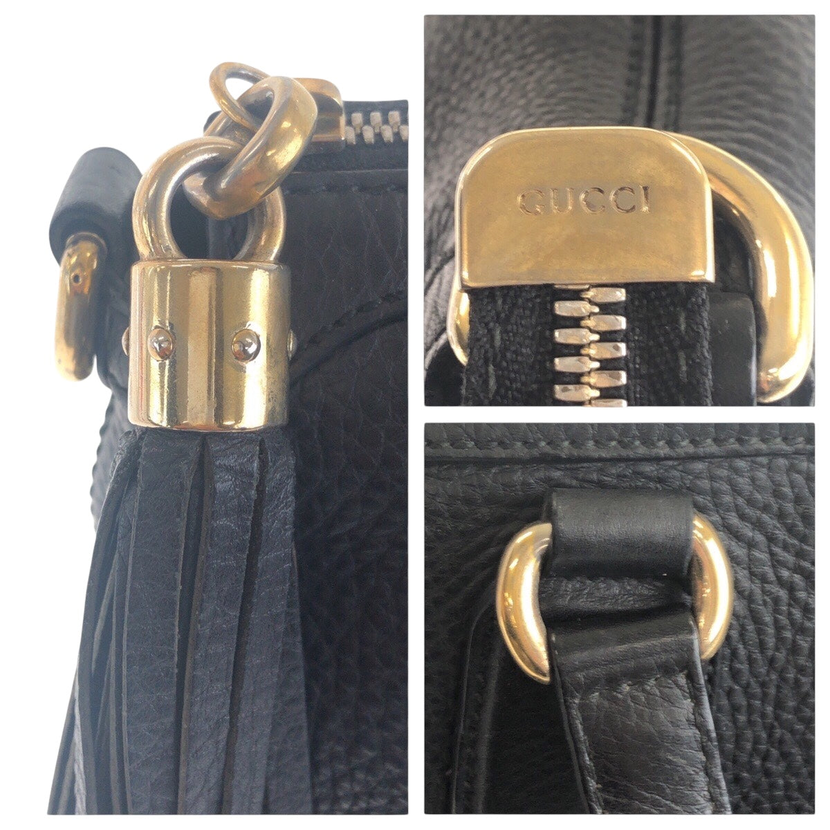 14726
GUCCI グッチ ソーホー フリンジ ブラック 黒 ゴールド金具 レザー 308386 トートバッグ ハンドバッグ  レディース