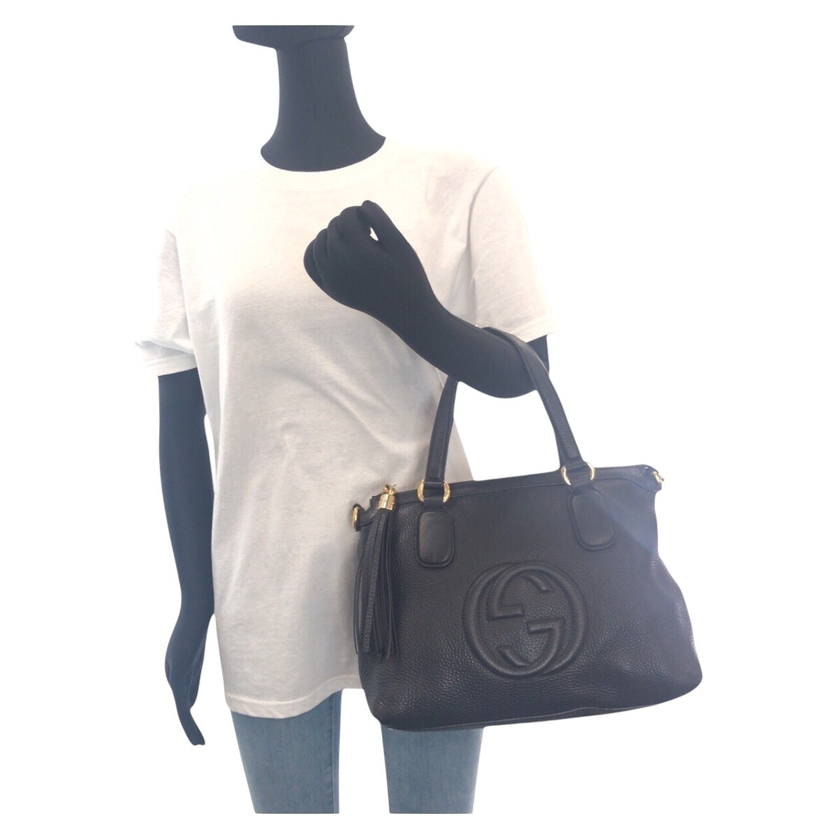 14726
GUCCI グッチ ソーホー フリンジ ブラック 黒 ゴールド金具 レザー 308386 トートバッグ ハンドバッグ  レディース