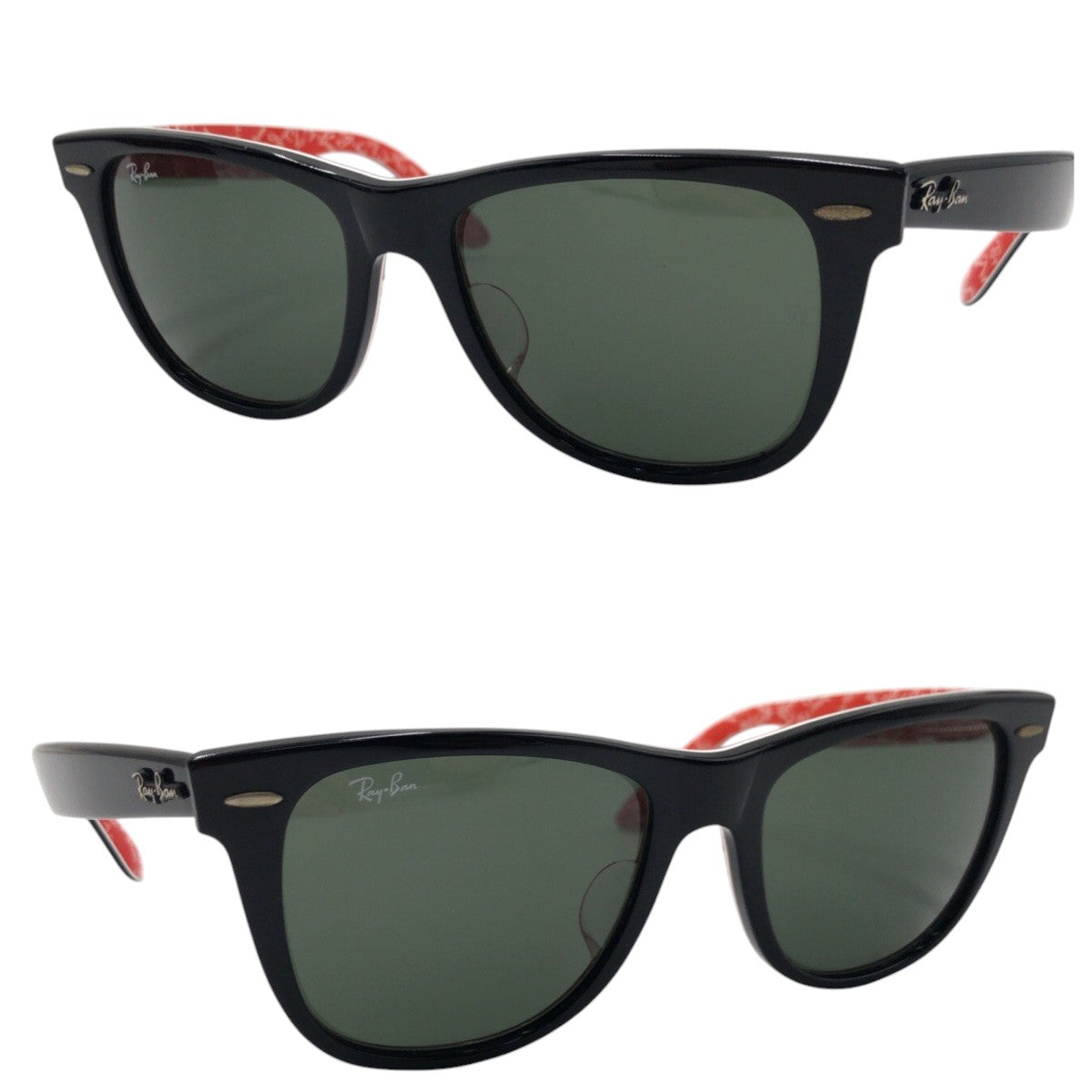 14728
Ray-Ban レイバン ウェイファーラー ブラック 黒 レッド プラスチック RB2140-F 1016 5418 3N サングラス ウェリントン  メンズ