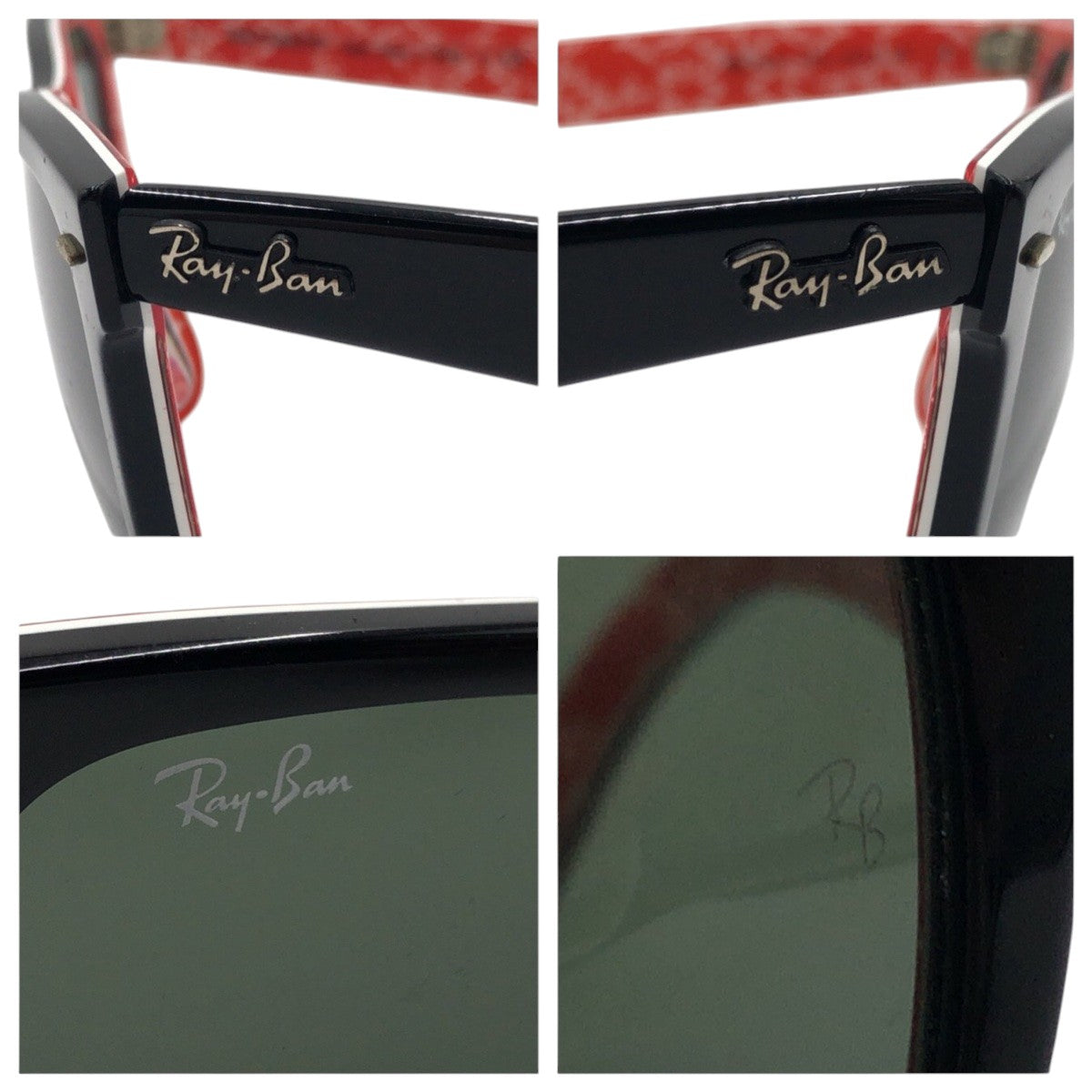14728
Ray-Ban レイバン ウェイファーラー ブラック 黒 レッド プラスチック RB2140-F 1016 5418 3N サングラス ウェリントン  メンズ