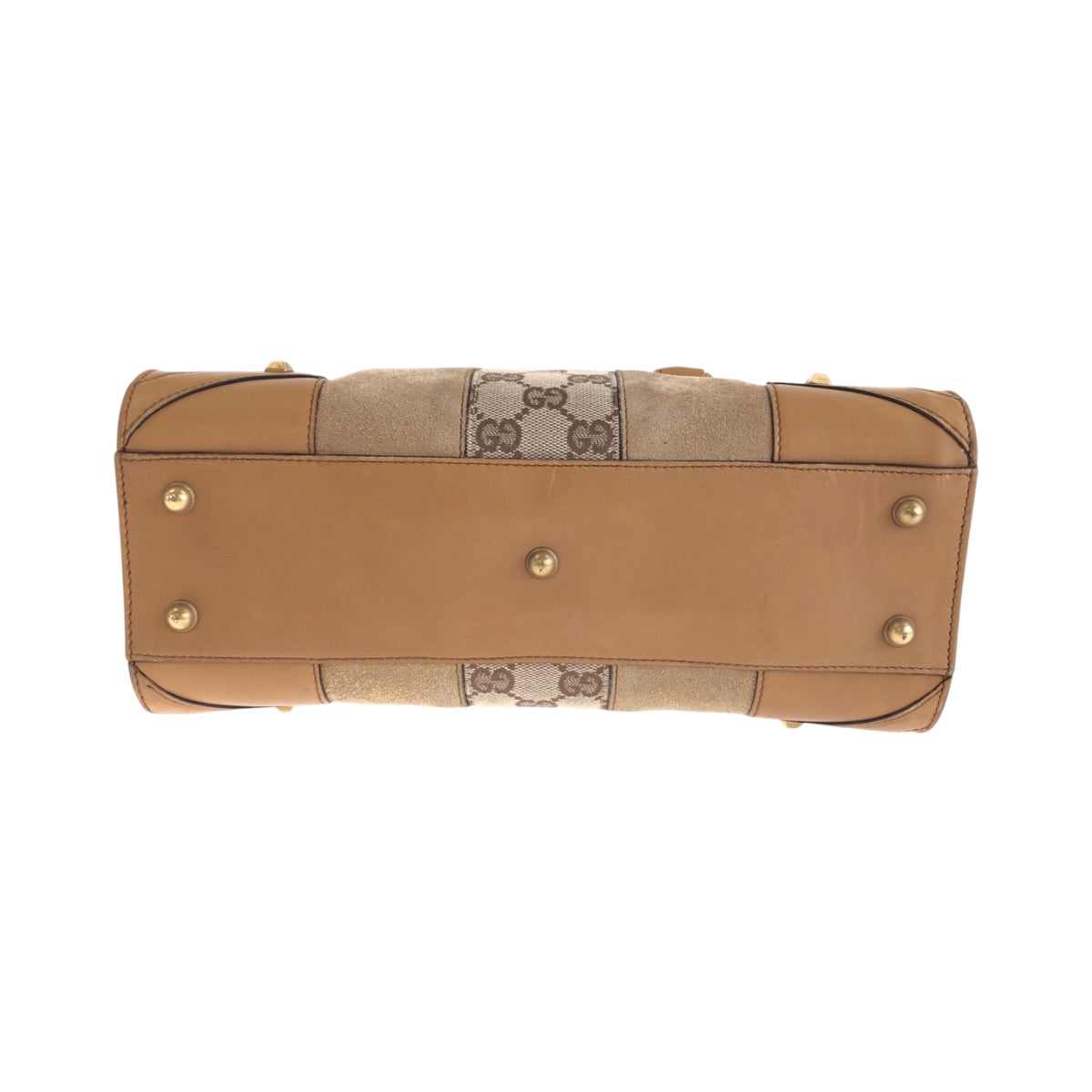 14730
GUCCI グッチ ベージュ ブラウン ゴールド金具 スウェード / GGキャンバス 120895 ハンドバッグ トートバッグ  レディース