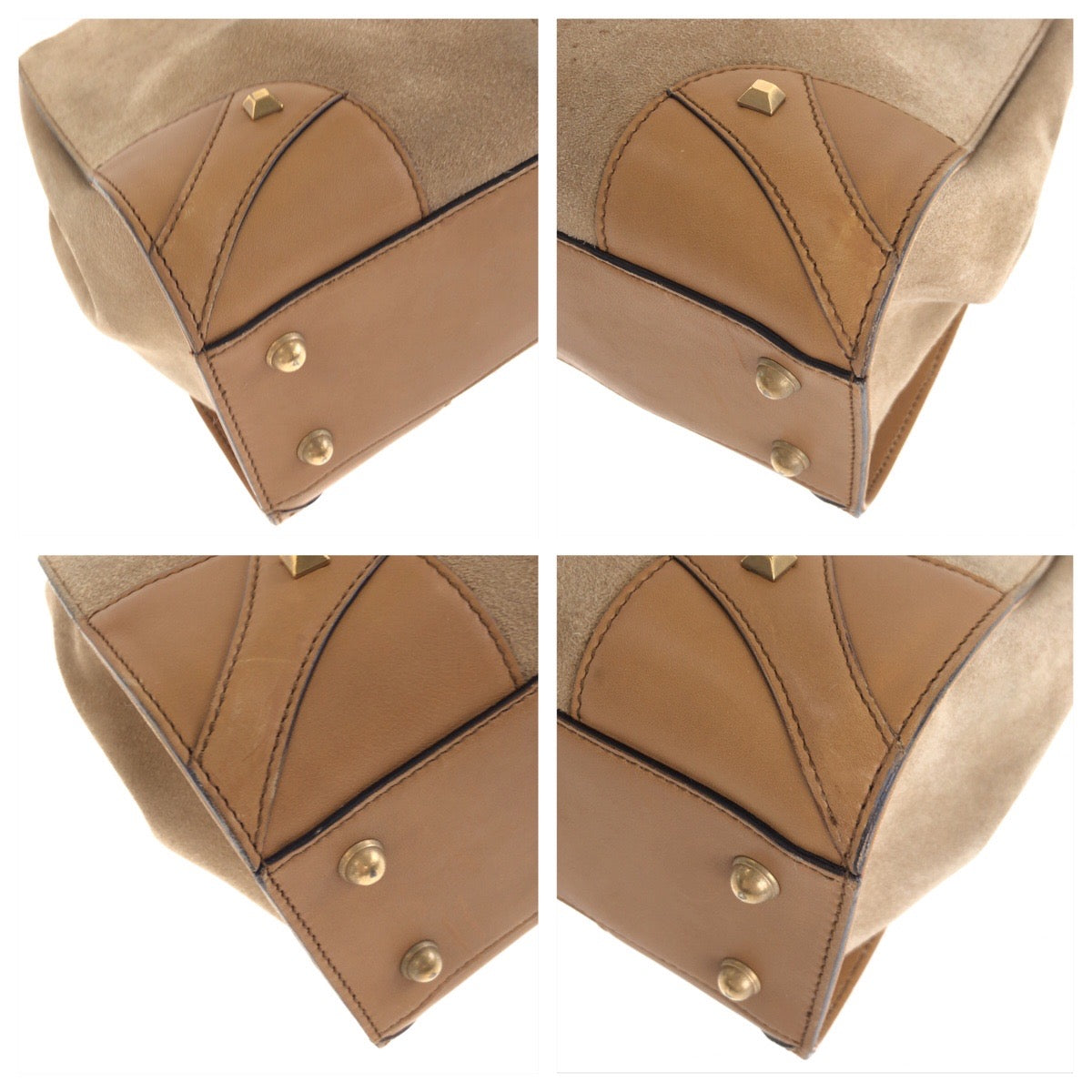 14730
GUCCI グッチ ベージュ ブラウン ゴールド金具 スウェード / GGキャンバス 120895 ハンドバッグ トートバッグ  レディース