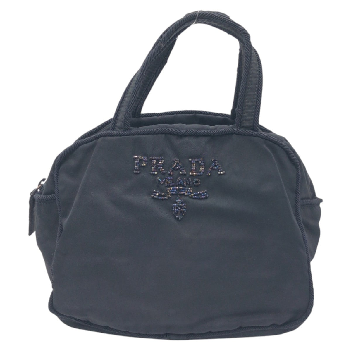 14738
PRADA プラダ テスート ビーズロゴ ネイビー ナイロン ハンドバッグ  レディース AB19