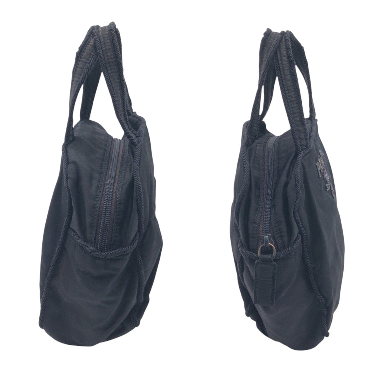 14738
PRADA プラダ テスート ビーズロゴ ネイビー ナイロン ハンドバッグ  レディース AB19