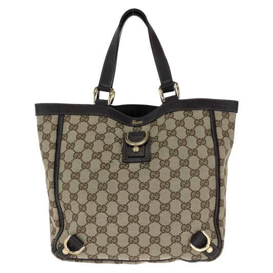 14739
GUCCI グッチ アビー ブラウン ゴールド金具 GGキャンバス / レザー 130739 トートバッグ ハンドバッグ  レディース