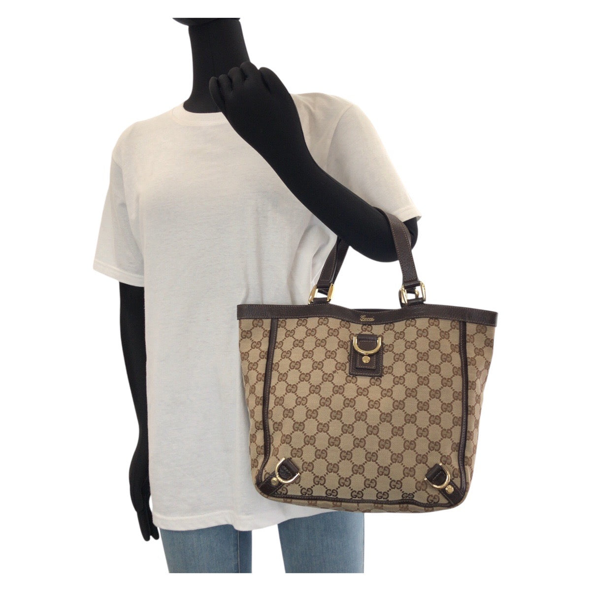 14739
GUCCI グッチ アビー ブラウン ゴールド金具 GGキャンバス / レザー 130739 トートバッグ ハンドバッグ  レディース
