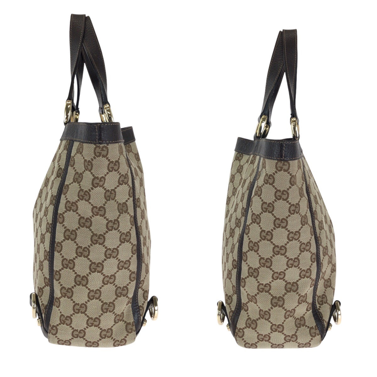 14739
GUCCI グッチ アビー ブラウン ゴールド金具 GGキャンバス / レザー 130739 トートバッグ ハンドバッグ  レディース