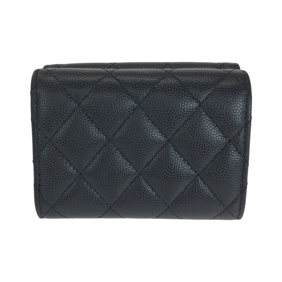 14741
CHANEL シャネル マトラッセ ココマーク ブラック 黒 ゴールド金具 キャビアスキン 折財布 コンパクトウォレット  レディース