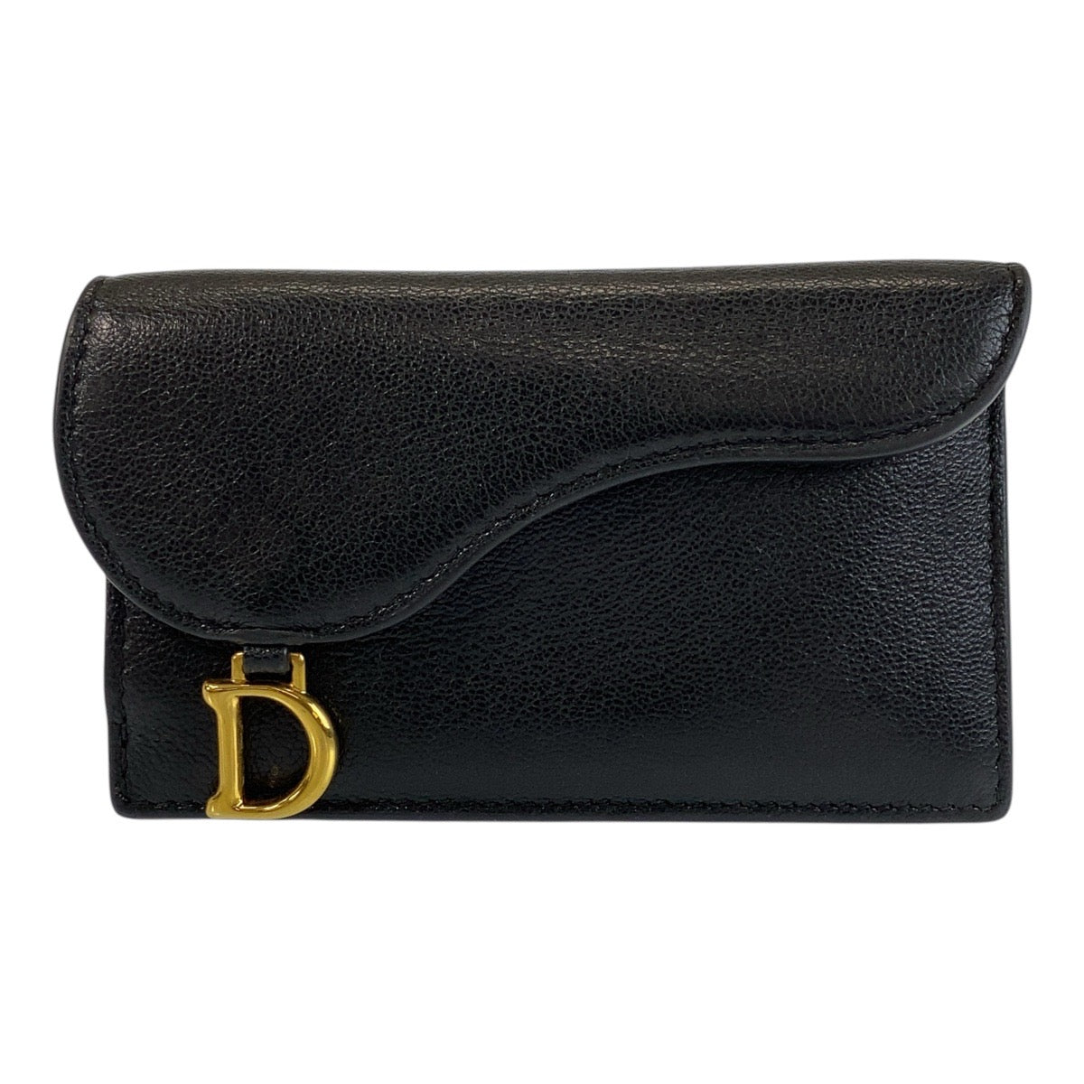 14743
Dior ディオール サドル ブラック 黒 ゴールド金具 レザー カードケース コインケース  レディース