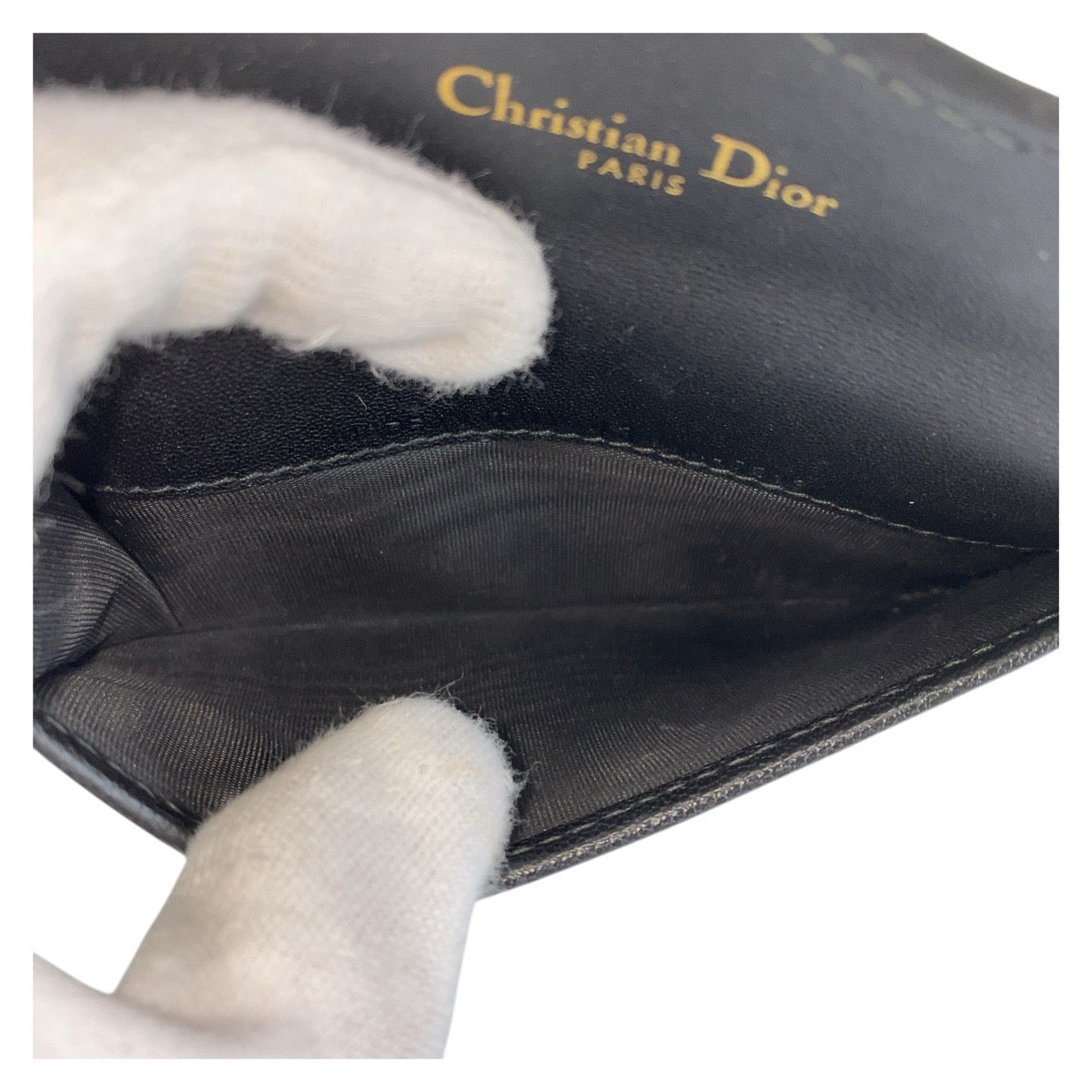 14743
Dior ディオール サドル ブラック 黒 ゴールド金具 レザー カードケース コインケース  レディース