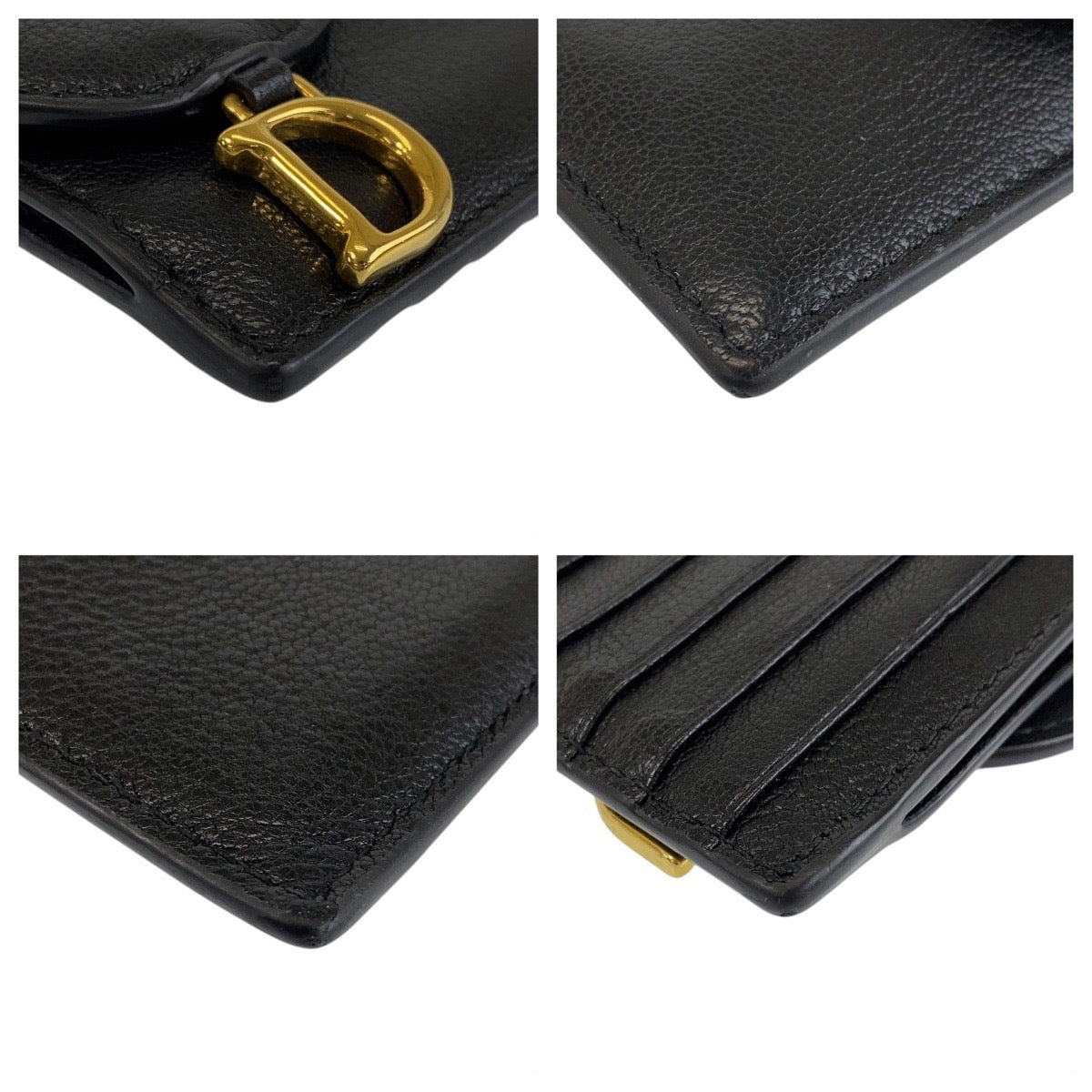 14743
Dior ディオール サドル ブラック 黒 ゴールド金具 レザー カードケース コインケース  レディース