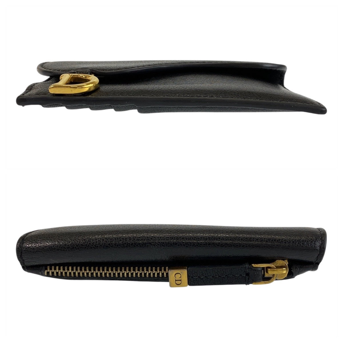 14743
Dior ディオール サドル ブラック 黒 ゴールド金具 レザー カードケース コインケース  レディース