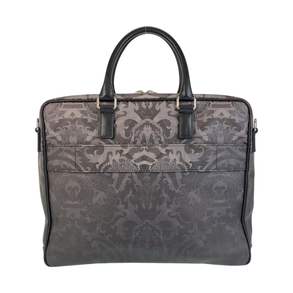 14608
ETRO エトロ ブラック 黒 シルバー金具 PVC / レザー ビジネスバッグ ブリーフケース  メンズ
