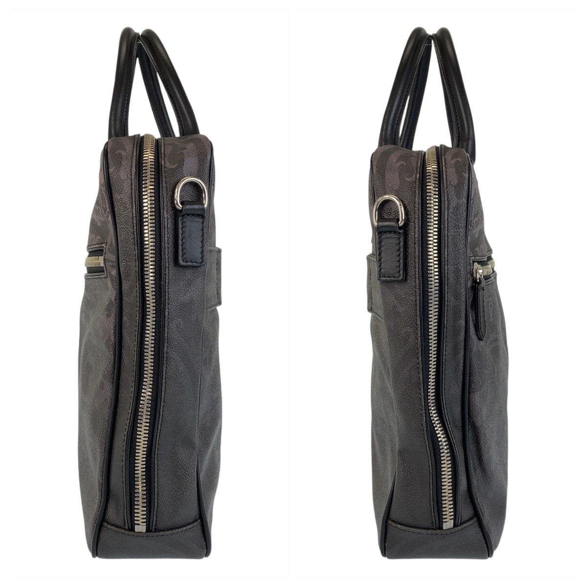 14608
ETRO エトロ ブラック 黒 シルバー金具 PVC / レザー ビジネスバッグ ブリーフケース  メンズ
