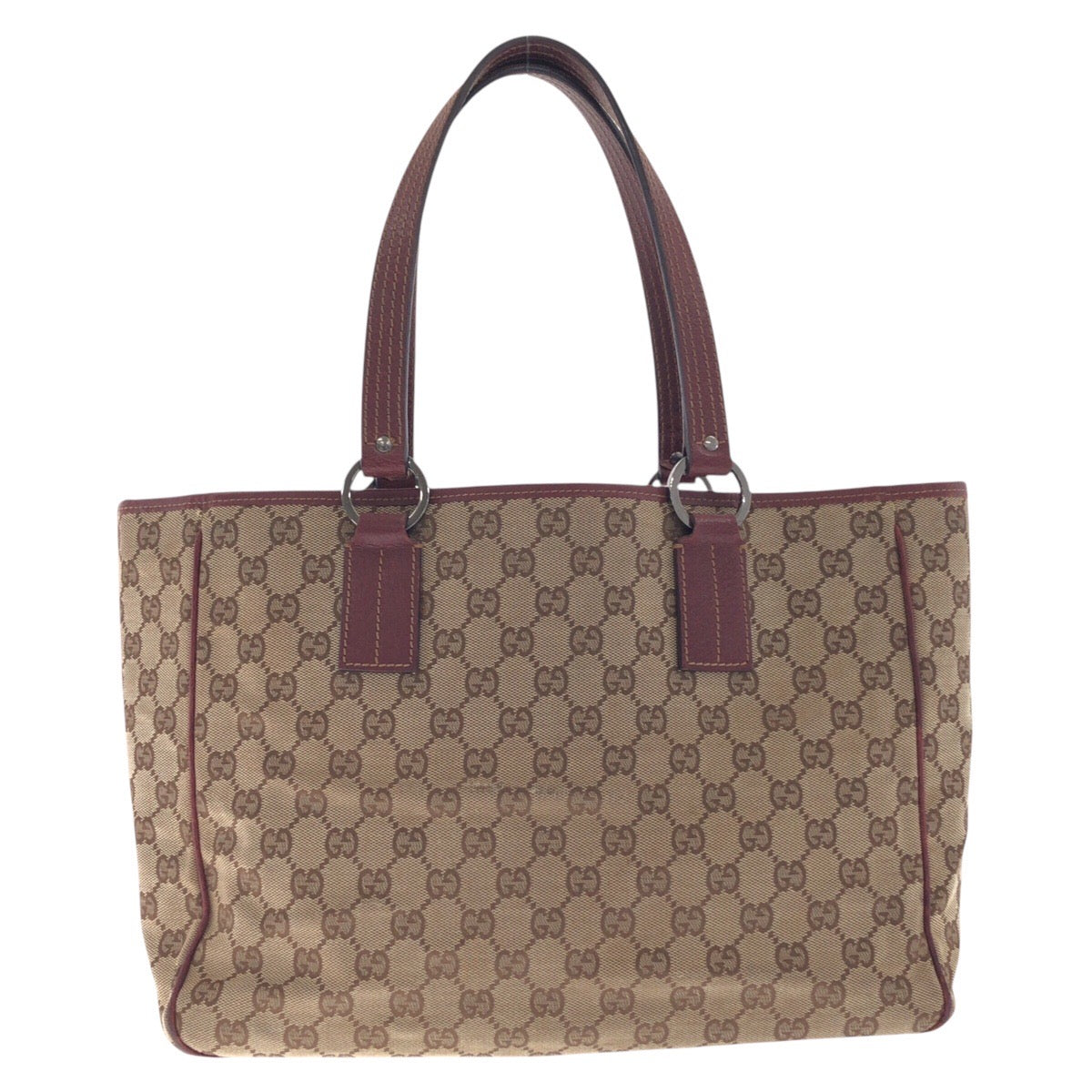 14751
GUCCI グッチ ブラウン シルバー金具 GGキャンバス / レザー 113017 トートバッグ ショルダーバッグ  レディース