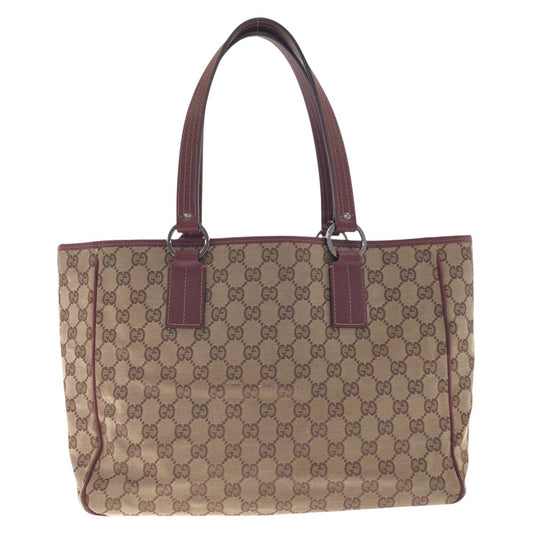 14751
GUCCI グッチ ブラウン シルバー金具 GGキャンバス / レザー 113017 トートバッグ ショルダーバッグ  レディース
