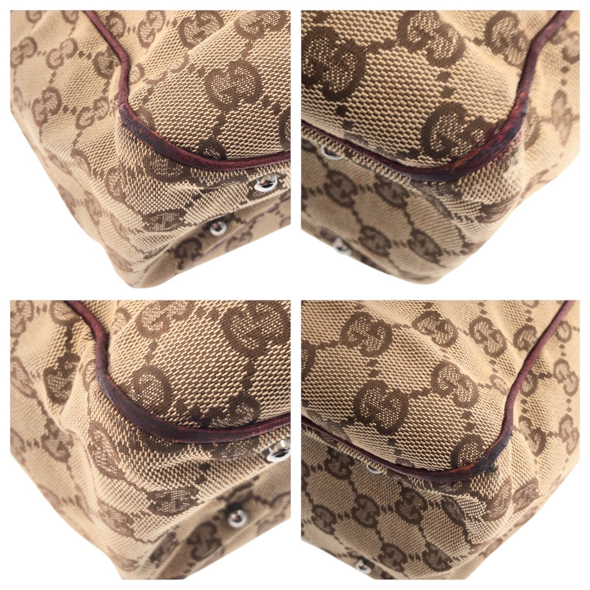 14751
GUCCI グッチ ブラウン シルバー金具 GGキャンバス / レザー 113017 トートバッグ ショルダーバッグ  レディース