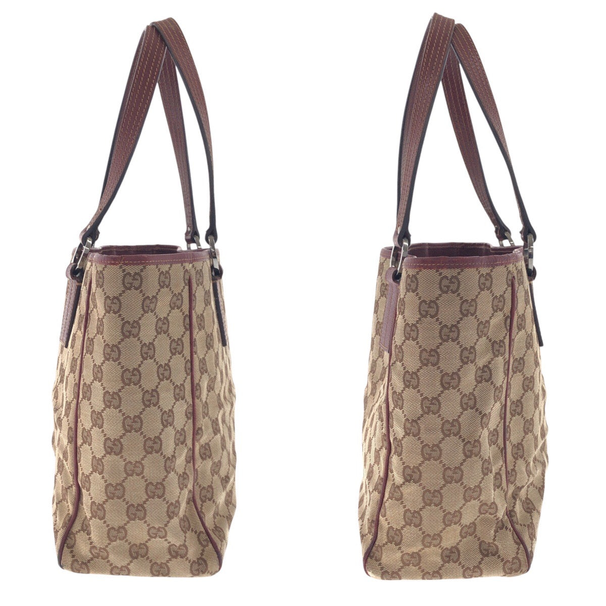 14751
GUCCI グッチ ブラウン シルバー金具 GGキャンバス / レザー 113017 トートバッグ ショルダーバッグ  レディース