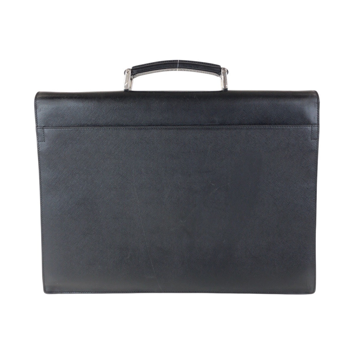 14753
PRADA プラダ サフィアーノ ブラック 黒 シルバー金具 レザー ビジネスバッグ ブリーフケース  メンズ ABP26