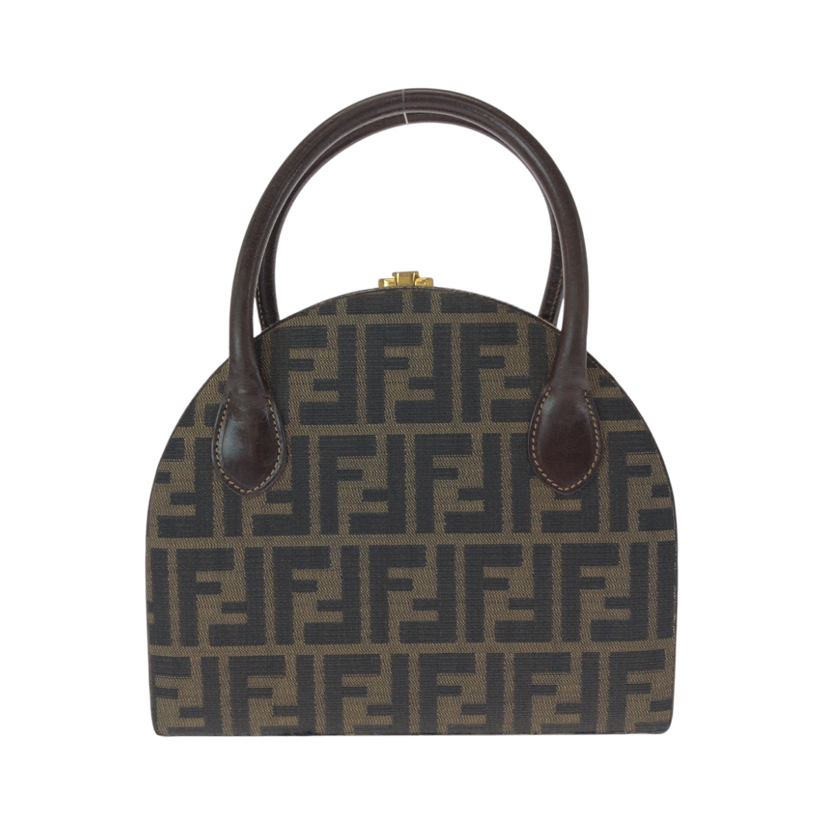 14755
FENDI フェンディ ヴィンテージ ズッカ柄 ブラウン ゴールド金具 キャンバス / レザー ショルダーバッグ ハンドバッグ 2way  レディース