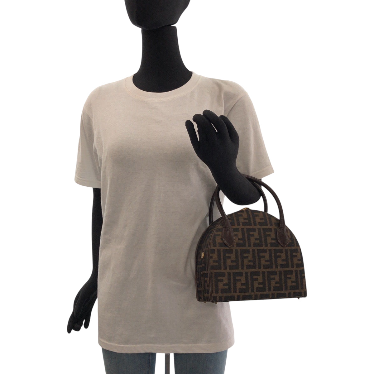 14755
FENDI フェンディ ヴィンテージ ズッカ柄 ブラウン ゴールド金具 キャンバス / レザー ショルダーバッグ ハンドバッグ 2way  レディース