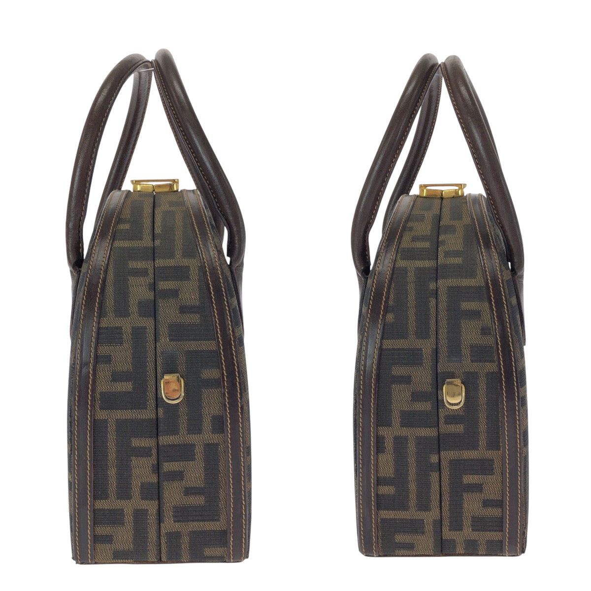 14755
FENDI フェンディ ヴィンテージ ズッカ柄 ブラウン ゴールド金具 キャンバス / レザー ショルダーバッグ ハンドバッグ 2way  レディース