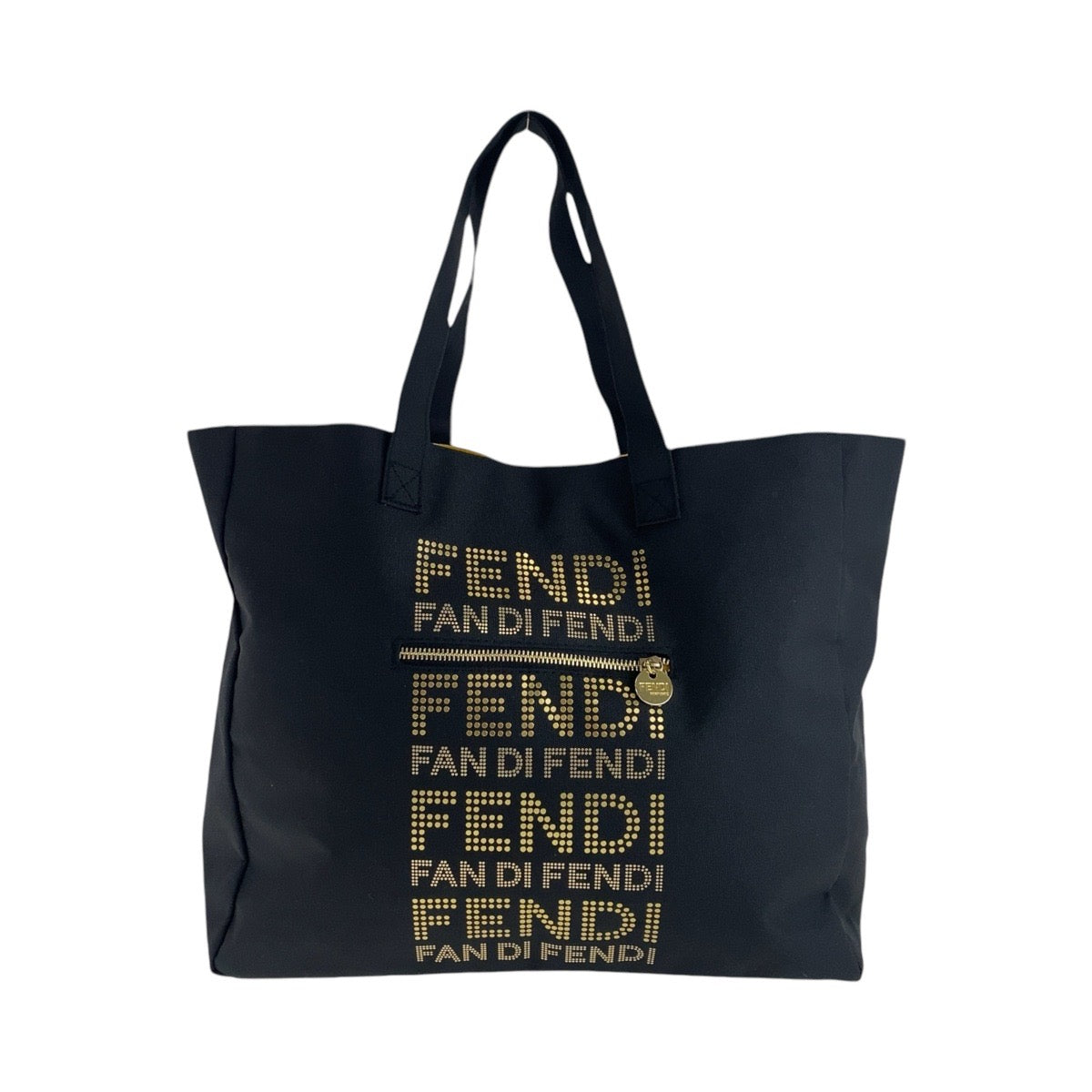 14756
FENDI フェンディ ブラック ゴールド金具 ナイロン トートバッグ ショルダーバッグ  レディース