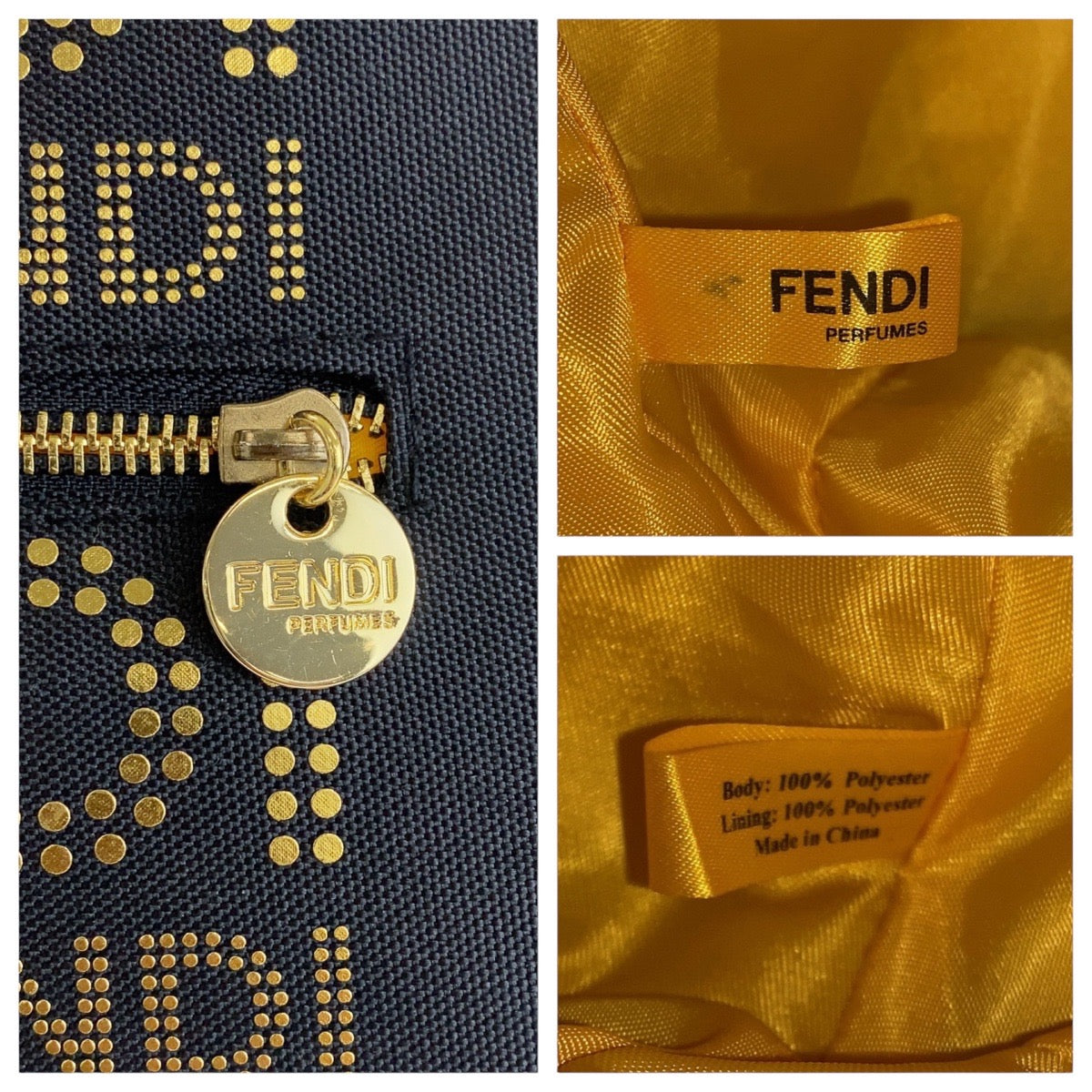 14756
FENDI フェンディ ブラック ゴールド金具 ナイロン トートバッグ ショルダーバッグ  レディース
