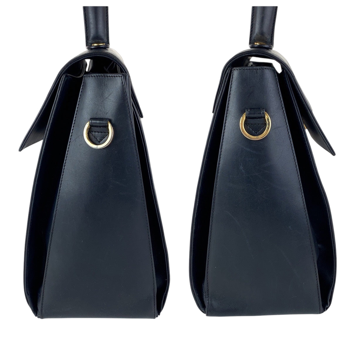 14758
Salvatore Ferragamo サルヴァトーレフェラガモ ヴィンテージ ガンチーニ ブラック 黒 ゴールド金具 レザー E210536 ハンドバッグ  レディース