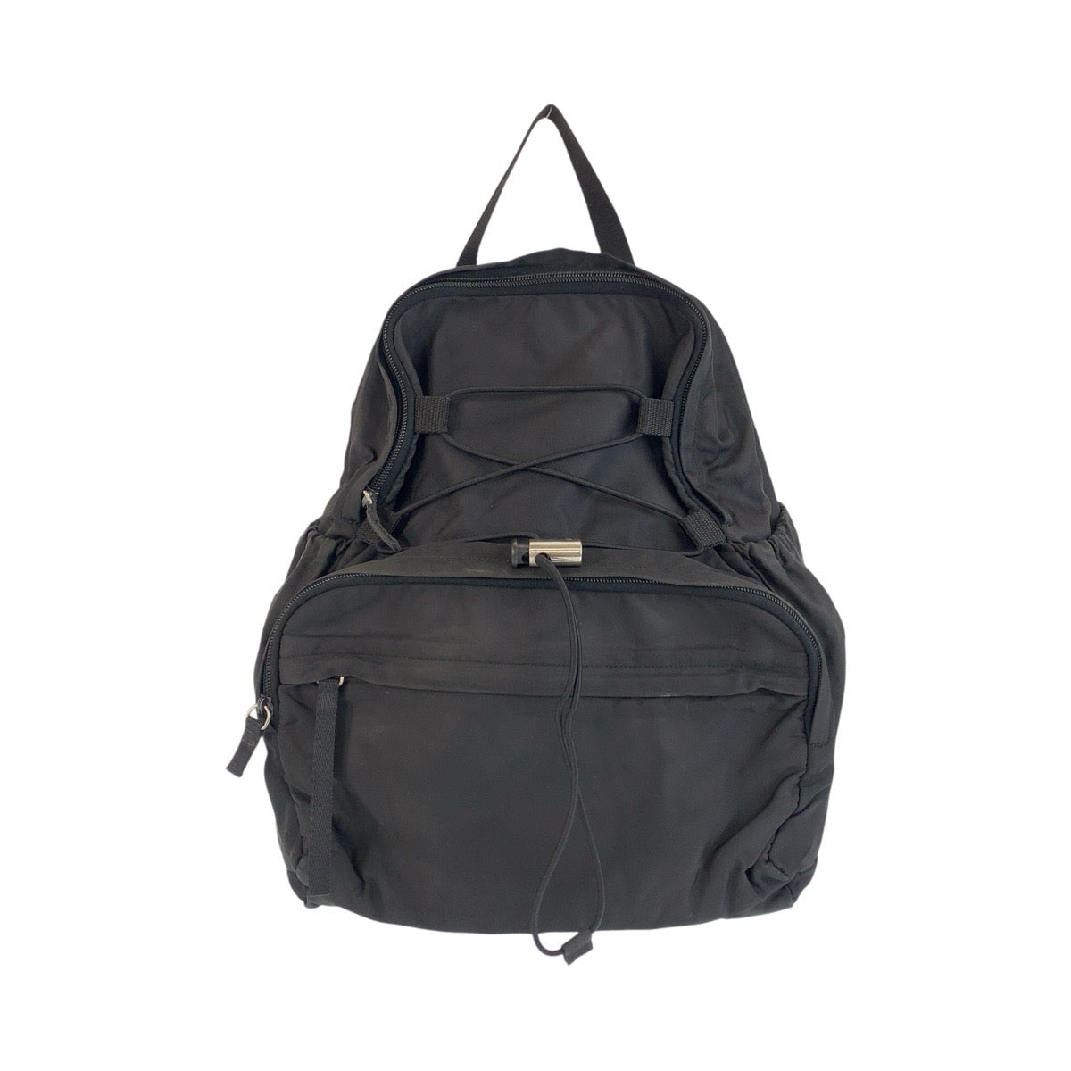 14759
PRADA プラダ テスート 三角ロゴプレート ブラック 黒 シルバー金具 ナイロン リュック・デイパック バックパック 男女兼用  レディース