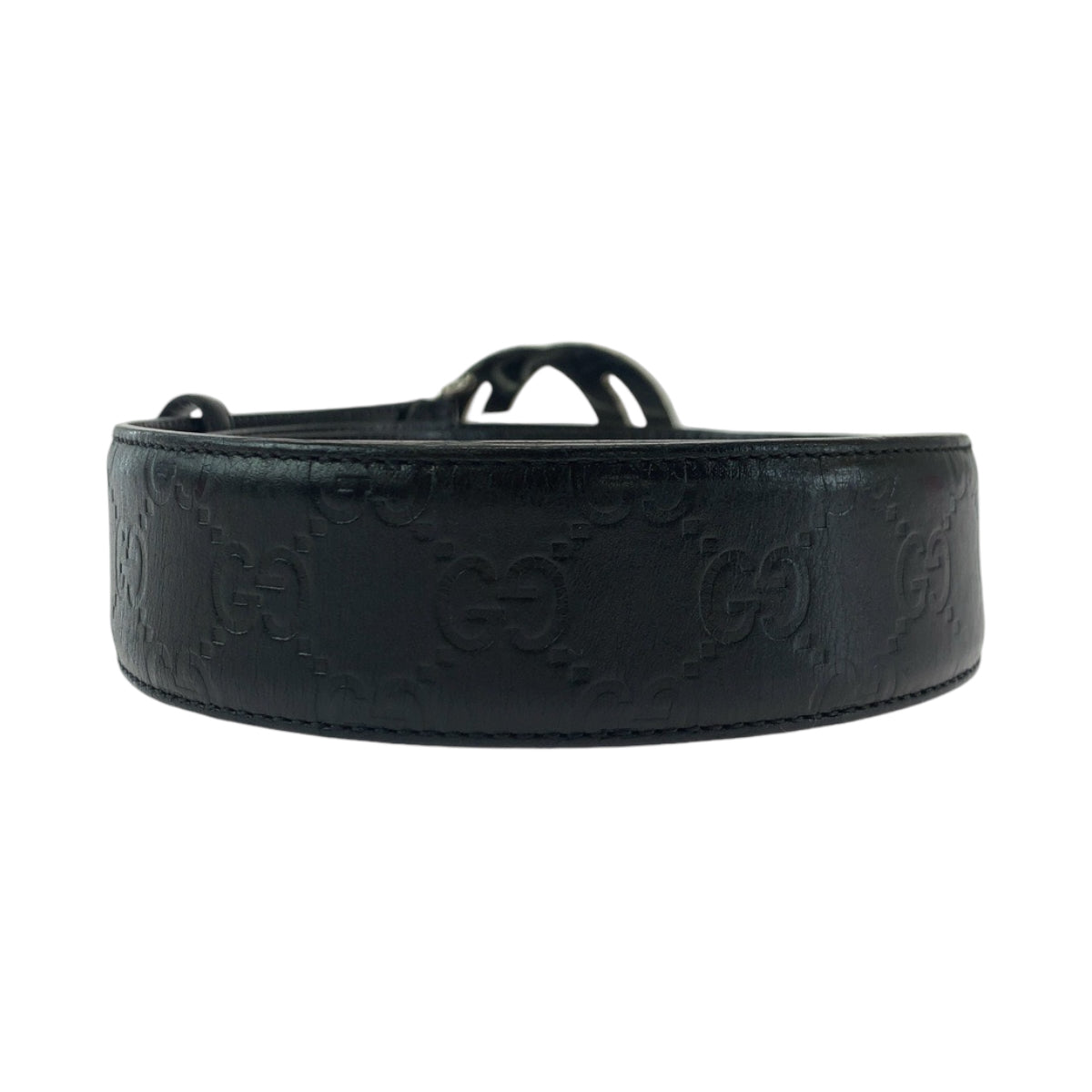 14763
GUCCI グッチ グッチシマ インターロッキング 85cm/34inc ブラック 黒 シルバー金具 レザー 114984 ベルト バックル  メンズ