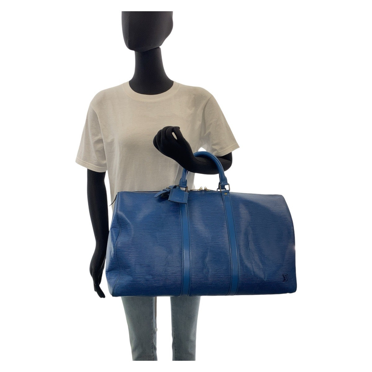 14769
LOUIS VUITTON ルイヴィトン エピ キーポル50 ブルー ゴールド金具 レザー M42965 ボストンバッグ ハンドバッグ 男女兼用  レディース