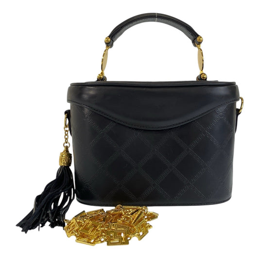 14772
VERSACE ヴェルサーチ ヴィンテージ メデューサ サンバースト ブラック 黒 ゴールド金具 レザー ショルダーバッグ バニティバッグ ハンドバッグ 2way  レディース A56