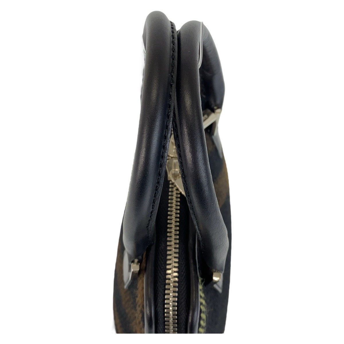 14774
BURBERRY バーバリー チェック柄 ブラック 黒 シルバー金具 ウール / レザー ハンドバッグ  レディース A18