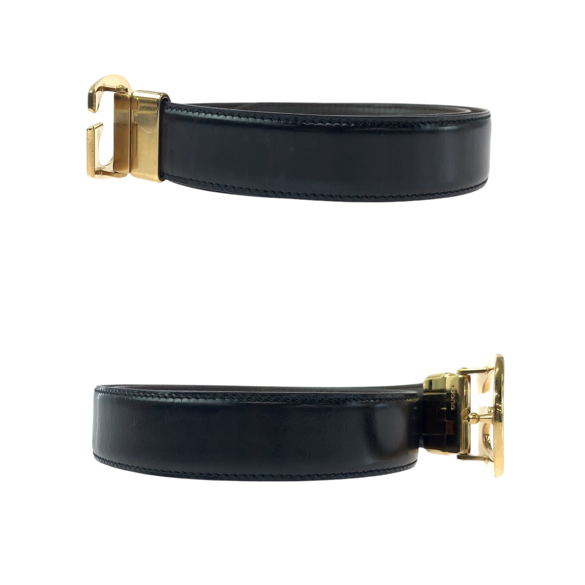 14777
GUCCI グッチ Gバックル 65cm/26inc ブラック ブラウン ゴールド金具 レザー 036 1766 ベルト リバーシブル  レディース