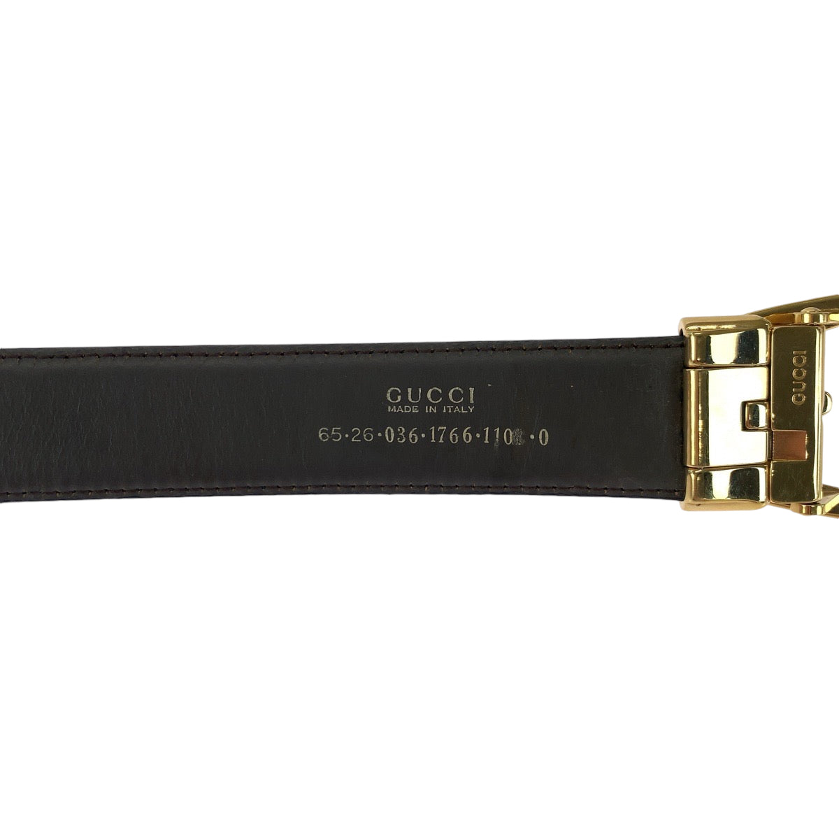 14777
GUCCI グッチ Gバックル 65cm/26inc ブラック ブラウン ゴールド金具 レザー 036 1766 ベルト リバーシブル  レディース