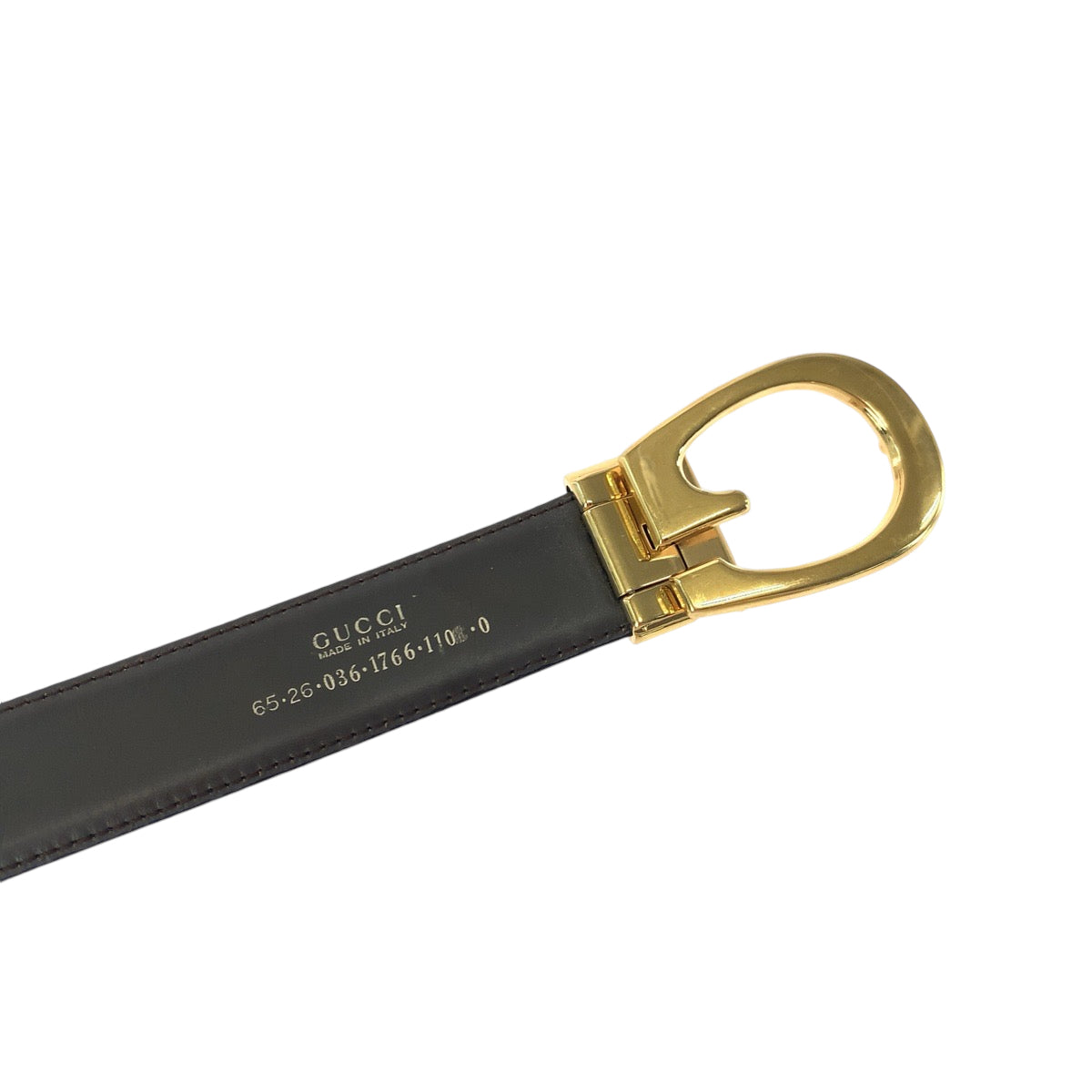 14777
GUCCI グッチ Gバックル 65cm/26inc ブラック ブラウン ゴールド金具 レザー 036 1766 ベルト リバーシブル  レディース