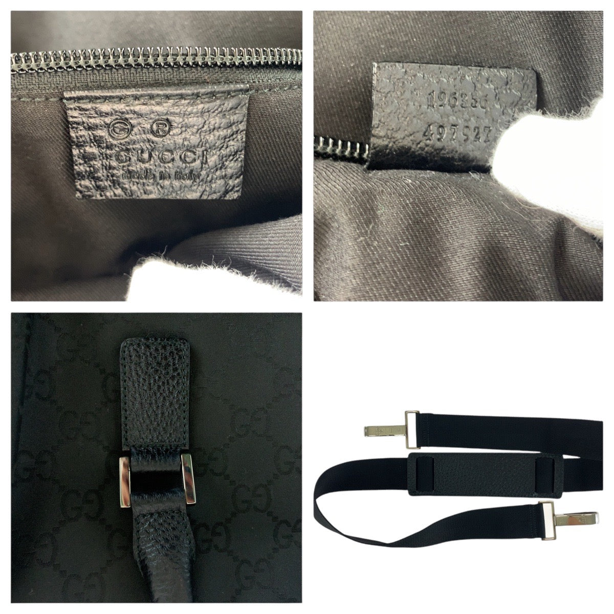 14778
GUCCI グッチ GG柄 ブラック 黒 シルバー金具 ナイロン / レザー 195356 ボストンバッグ 男女兼用  レディース