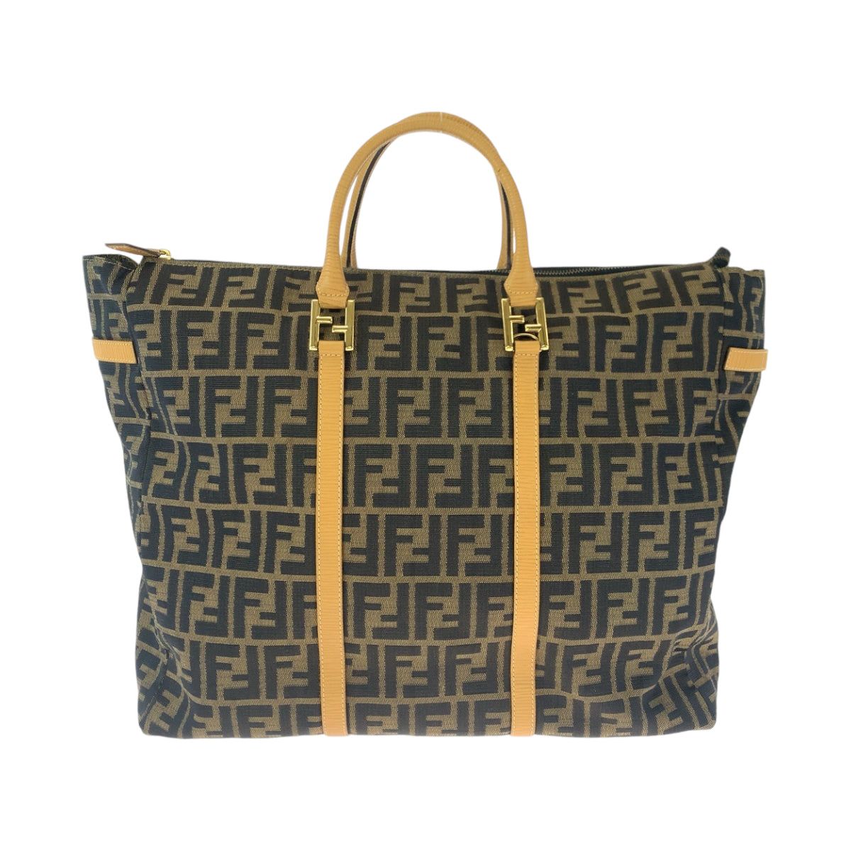14780
FENDI フェンディ ズッカ柄 ブラウン ゴールド金具 キャンバス トートバッグ ハンドバッグ  レディース