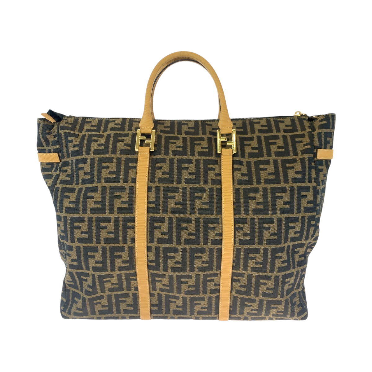 14780
FENDI フェンディ ズッカ柄 ブラウン ゴールド金具 キャンバス トートバッグ ハンドバッグ  レディース