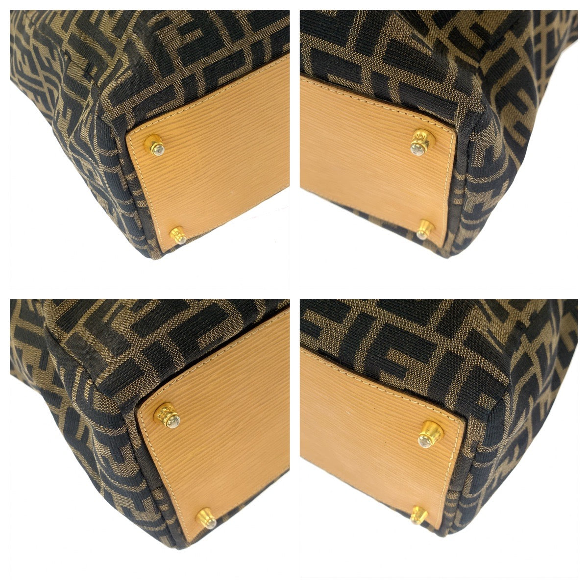 14780
FENDI フェンディ ズッカ柄 ブラウン ゴールド金具 キャンバス トートバッグ ハンドバッグ  レディース