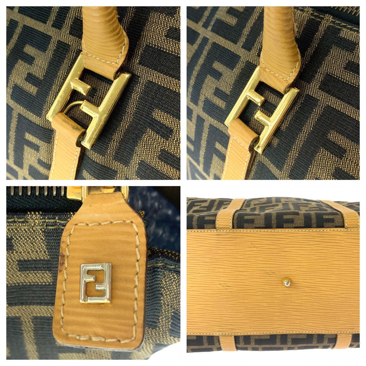 14780
FENDI フェンディ ズッカ柄 ブラウン ゴールド金具 キャンバス トートバッグ ハンドバッグ  レディース