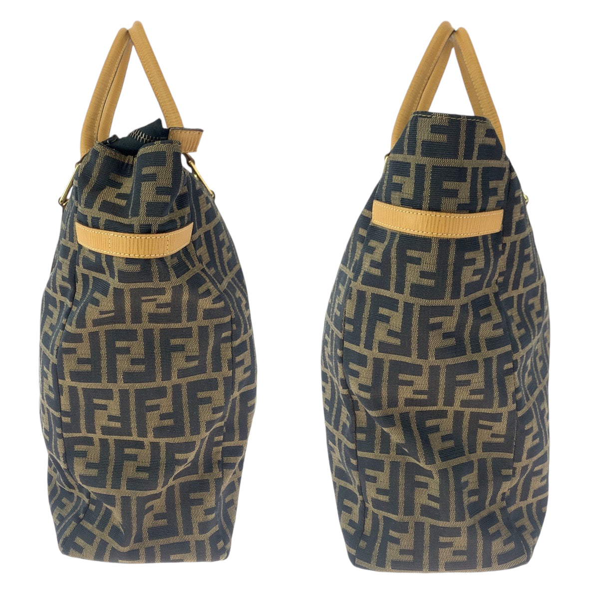 14780
FENDI フェンディ ズッカ柄 ブラウン ゴールド金具 キャンバス トートバッグ ハンドバッグ  レディース
