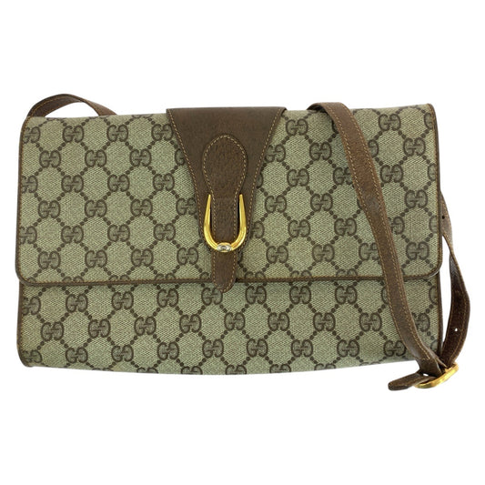 14783
GUCCI グッチ ヴィンテージ オールドグッチ ブラウン ゴールド金具 GGスプリームキャンバス / レザー 94 02 050 ショルダーバッグ ポシェット  レディース