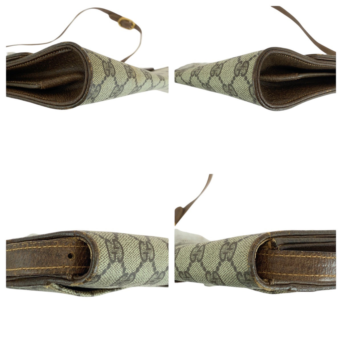 14783
GUCCI グッチ ヴィンテージ オールドグッチ ブラウン ゴールド金具 GGスプリームキャンバス / レザー 94 02 050 ショルダーバッグ ポシェット  レディース