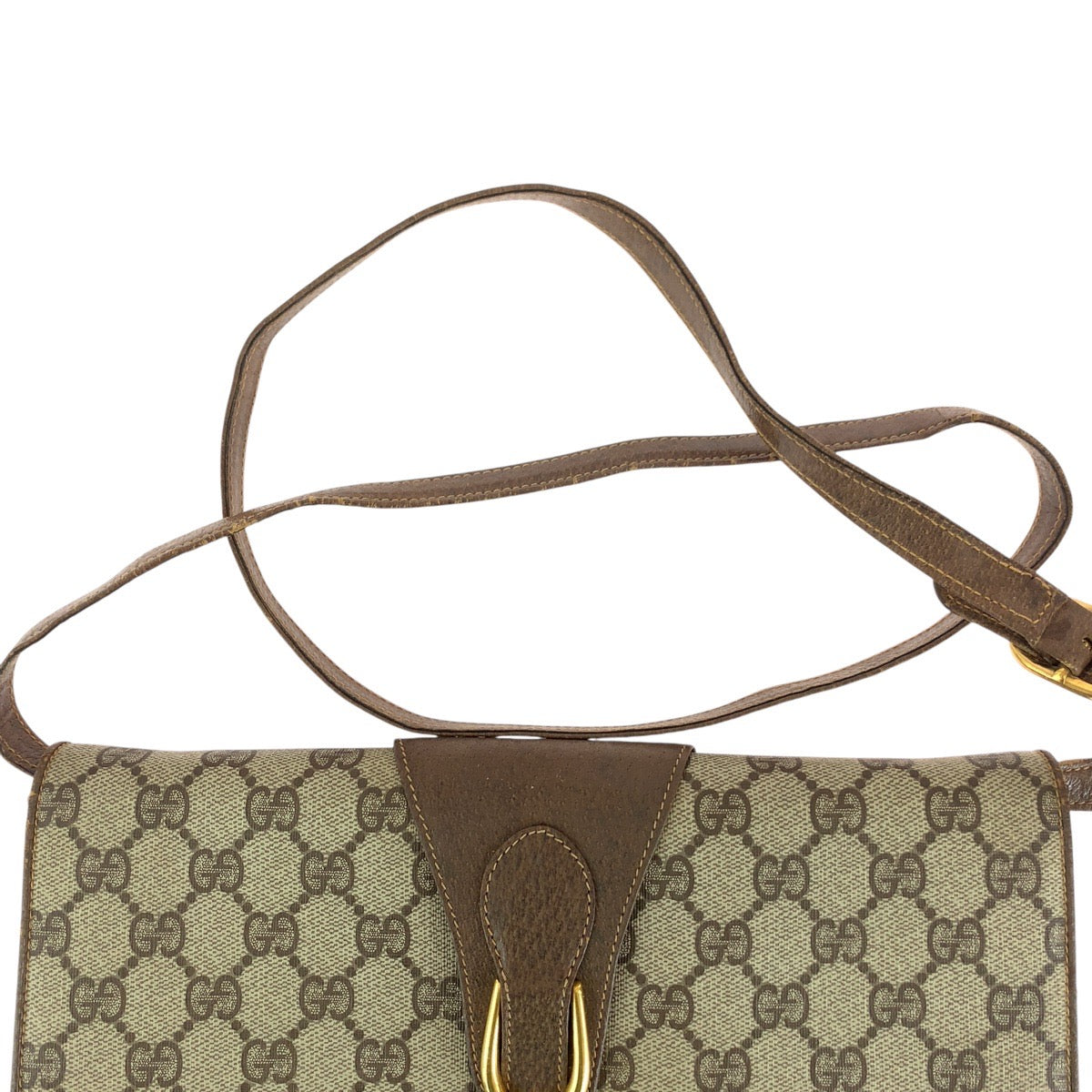 14783
GUCCI グッチ ヴィンテージ オールドグッチ ブラウン ゴールド金具 GGスプリームキャンバス / レザー 94 02 050 ショルダーバッグ ポシェット  レディース