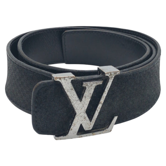 14791
LOUIS VUITTON ルイヴィトン マイクロダミエ サンチュール イニシャル ブラック 黒 シルバー レザー M6875 ベルト  メンズ